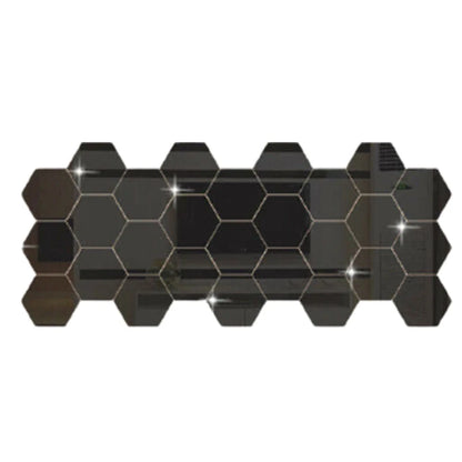 Miroirs adhésifs décoratifs hexagonaux - 12pcs