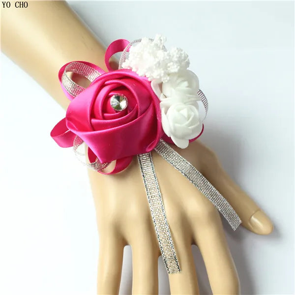 Corsage de Poignet en Roses Artificielles pour Demoiselle d'Honneur