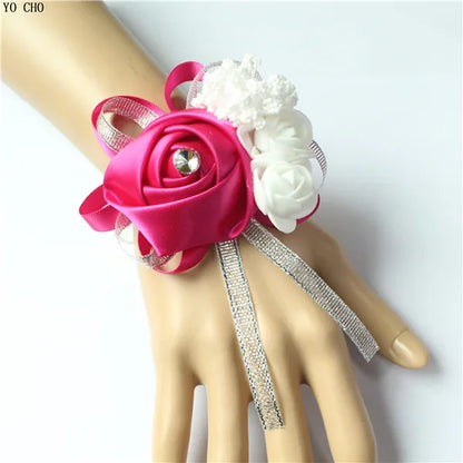 Corsage de Poignet en Roses Artificielles pour Demoiselle d'Honneur