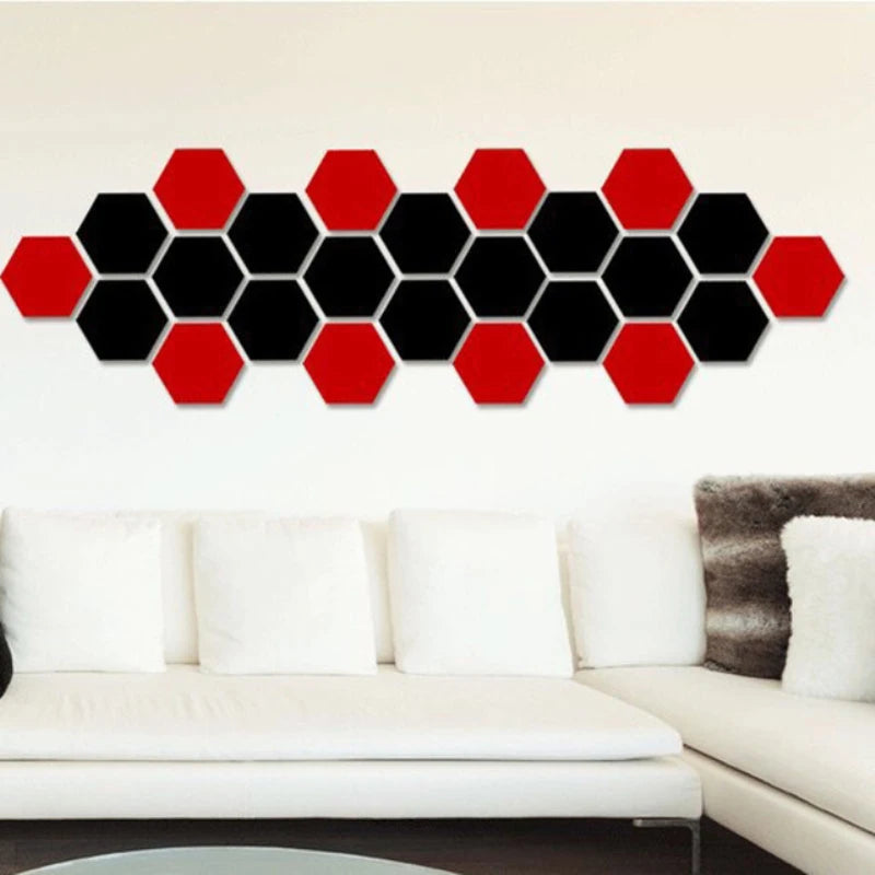 Miroirs adhésifs décoratifs hexagonaux - 12pcs