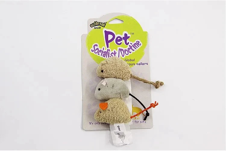 Souris en peluche pour chat - 3pcs