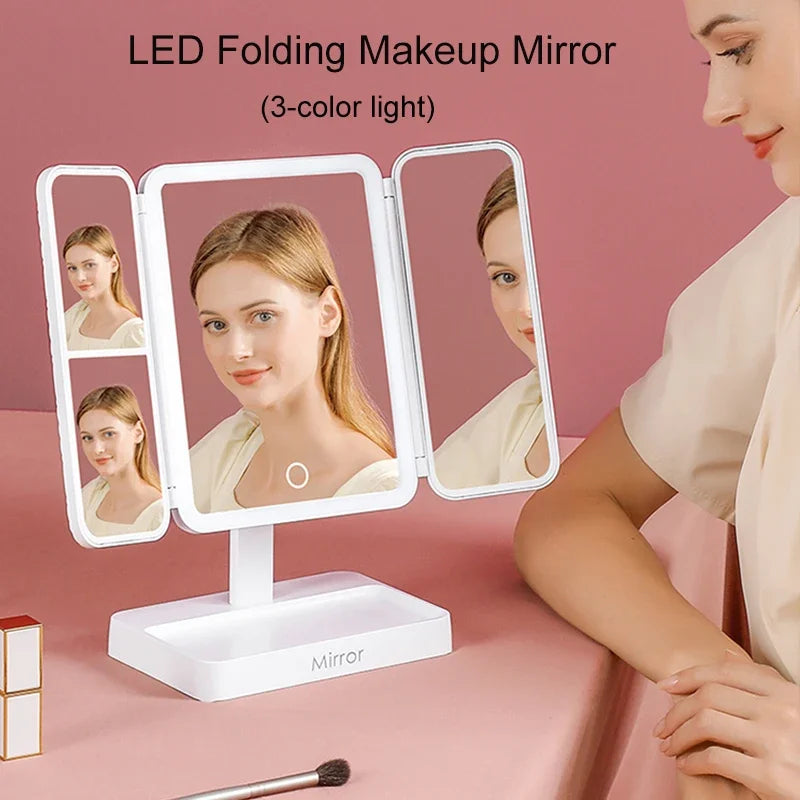 Miroir de maquillage avec LED rechargeable