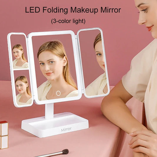 Miroir de maquillage avec LED rechargeable