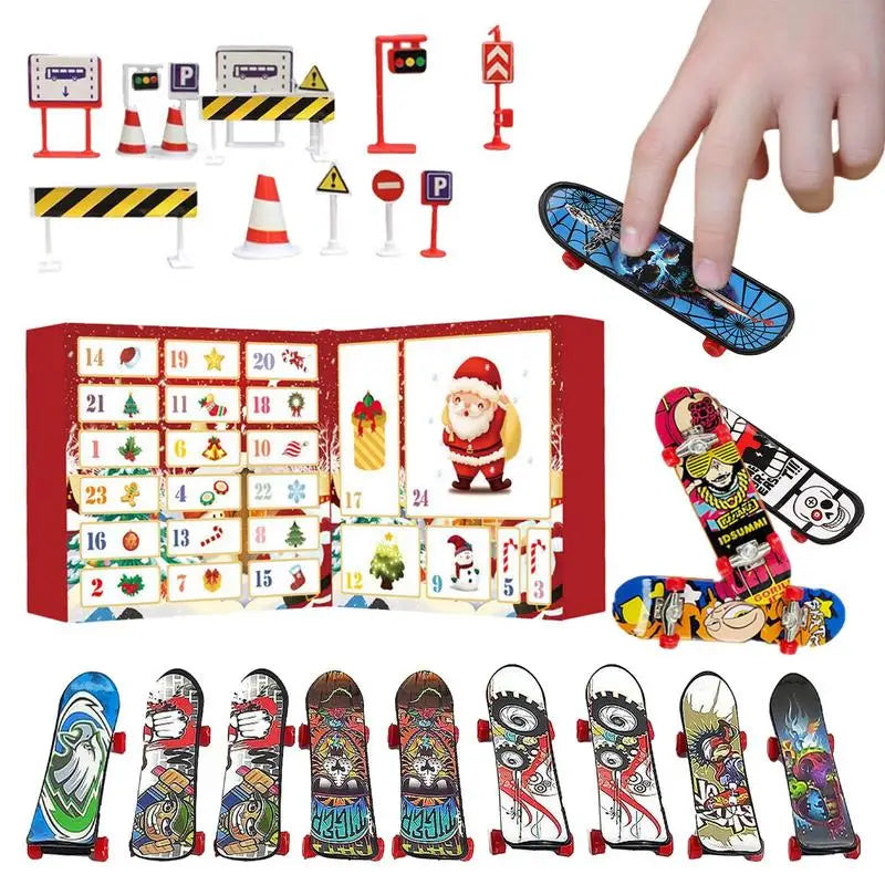 Calendrier de l'Avent de Noël skateboard à doigts