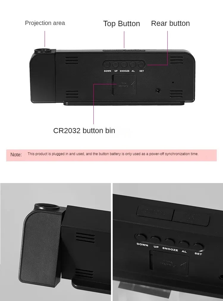 Réveil avec projection de l'heure multifonctionnel