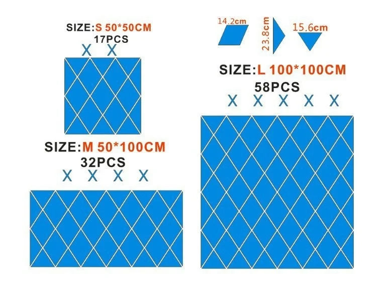 Miroir adhésif de décoration murale - couleurs et tailles différentes