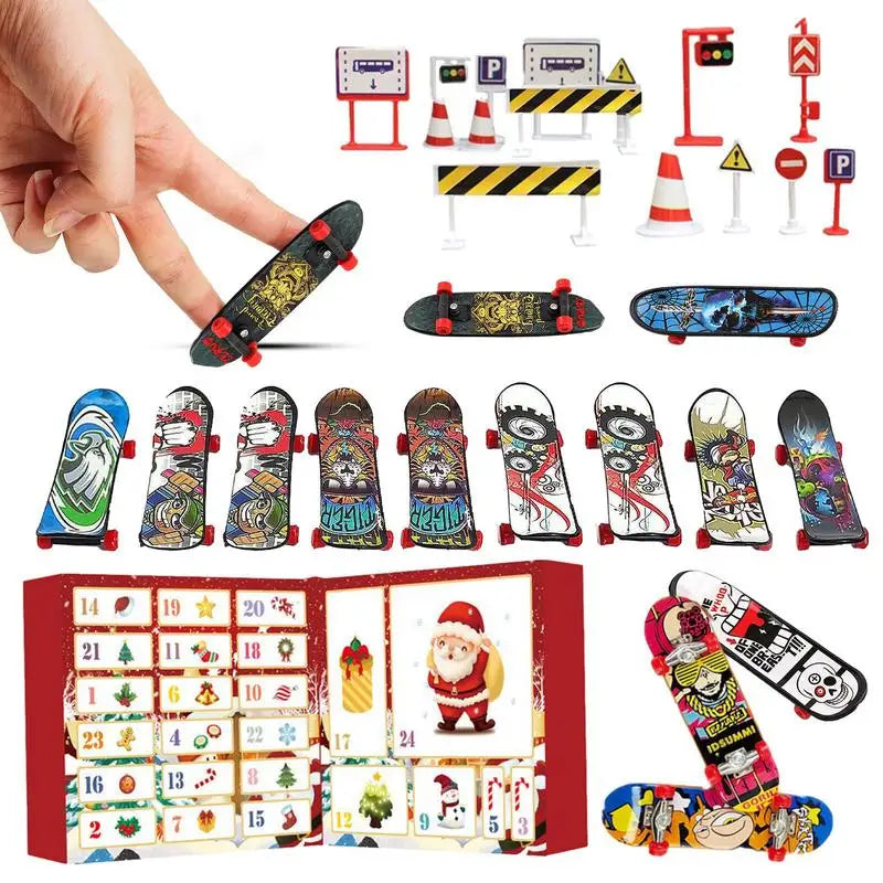 Calendrier de l'Avent de Noël skateboard à doigts