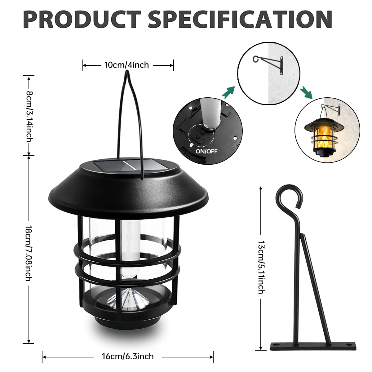 Lanterne extérieure LED solaire