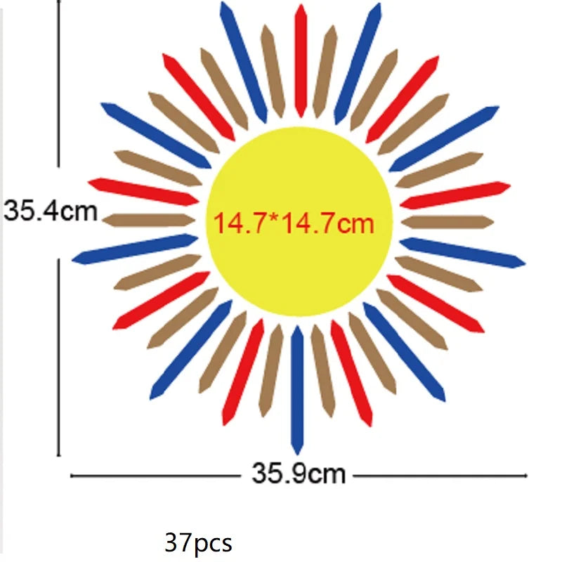 Miroir adhésif de décoration murale en forme de soleil