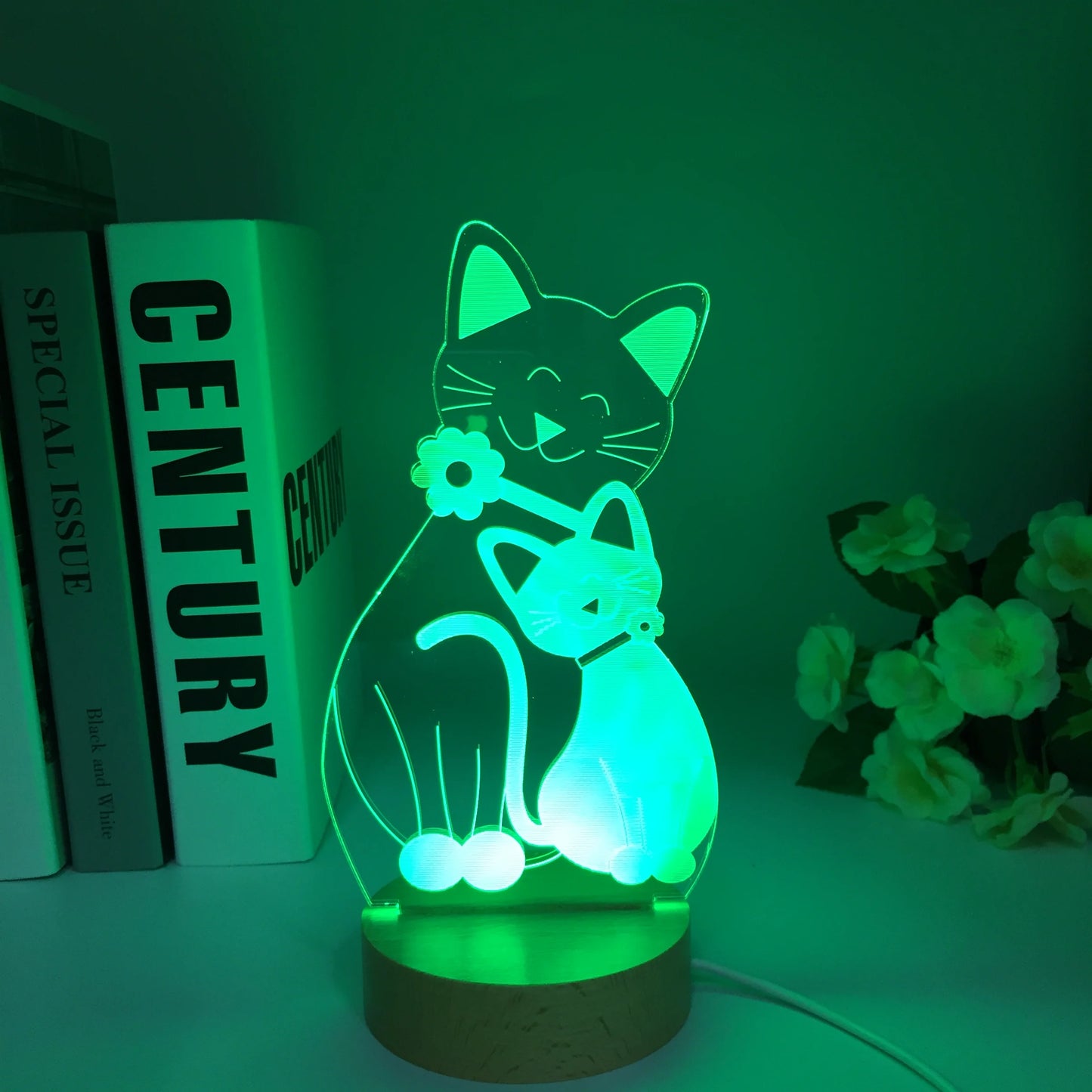 Chat 3D LED 7 couleurs