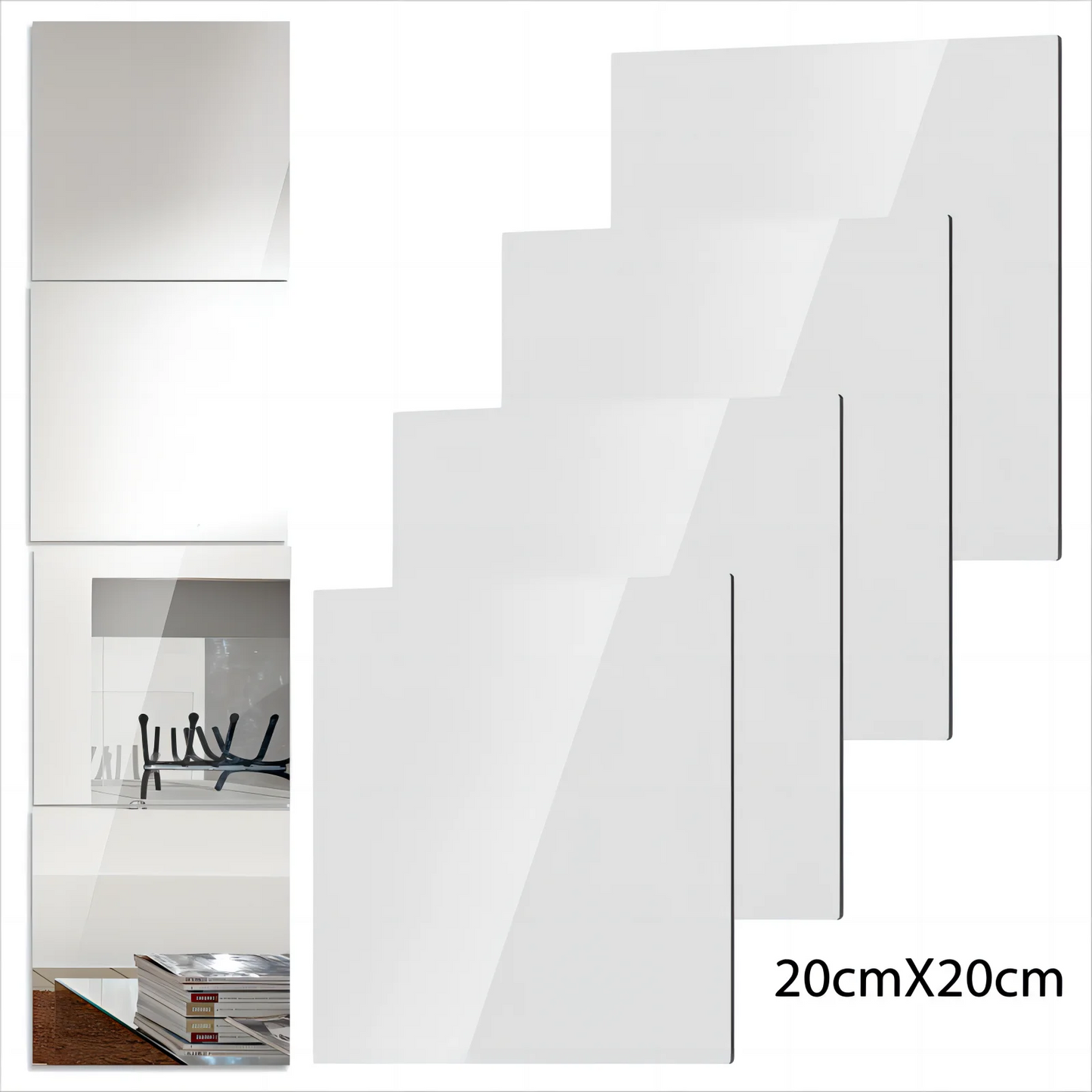 Miroir adhésif de décoration murale - 4 ou 8 pcs