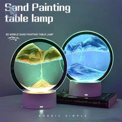 Lampe de table d'art de sable mobile de LED