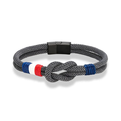 Bracelet - corde à nœuds en acier inoxydable, fermeture magnétique