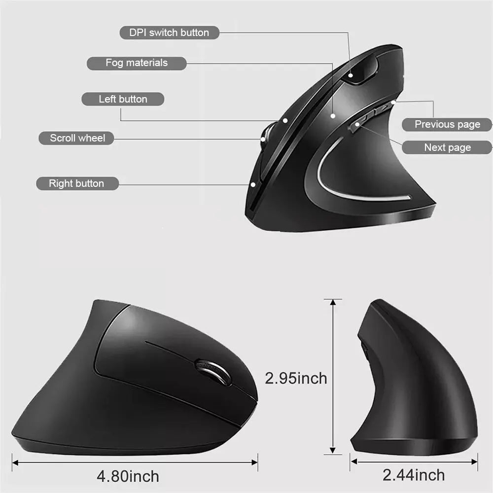 Souris verticale ergonomique 2.4Ghz sans fil