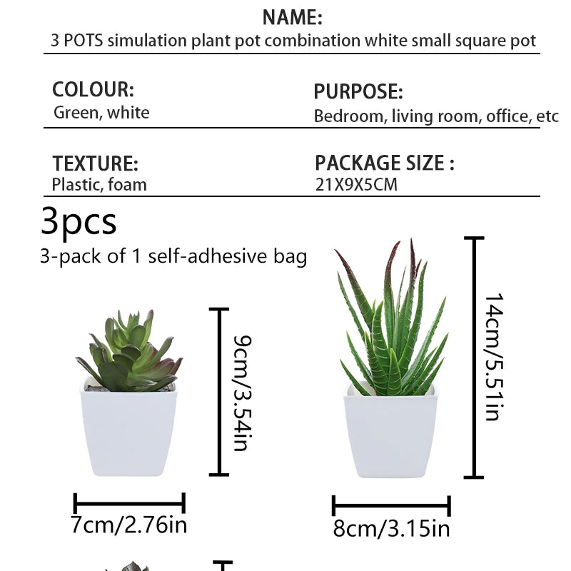 Fausses plantes décoratives - 3pcs