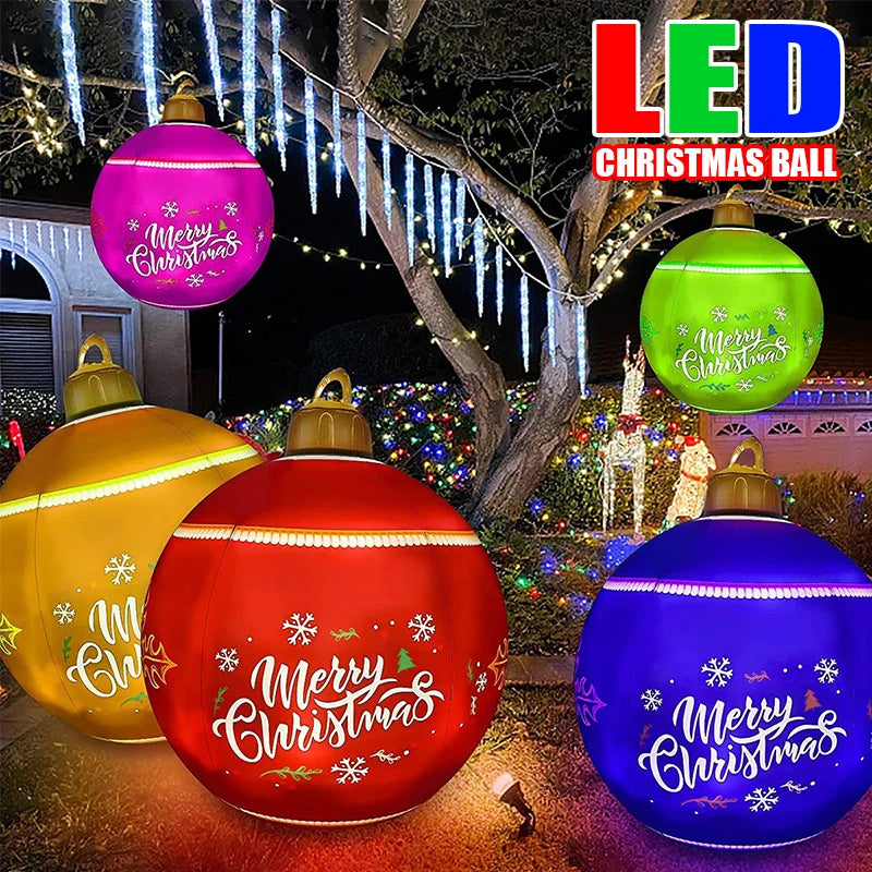 Boule de noël gonflable à lumière LED de 60CM, en PVC géant