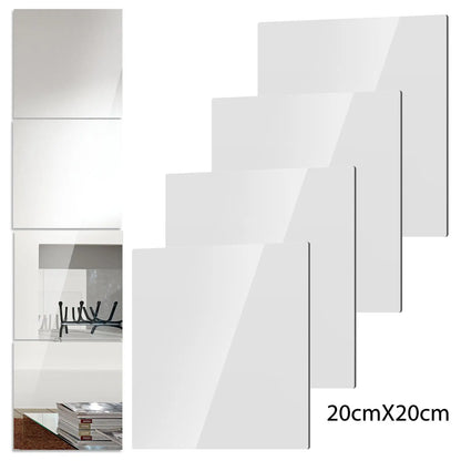 Miroir adhésif de décoration murale - 4 ou 8 pcs