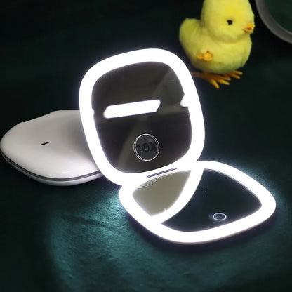 Miroir de maquillage portable avec LED rechargeable