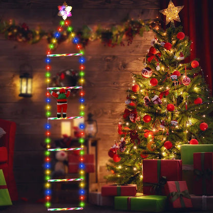 Lumières d'échelle de Noël à LED de 150 cm avec Père Noël grimpant