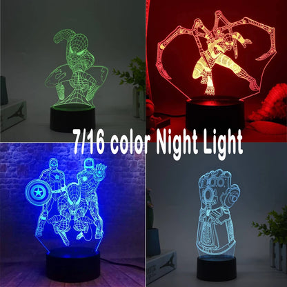 Marvel 3D LED 7 / 16 couleurs veilleuse décoration intérieure