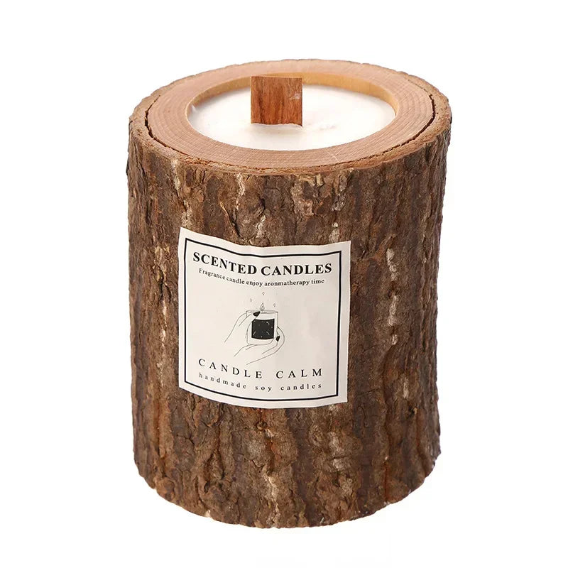 Bougie parfumée en bois avec mèche en bois