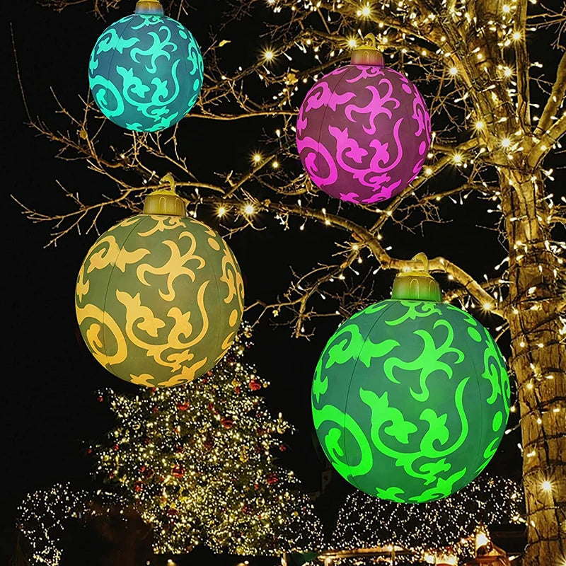 Boule de noël gonflable à lumière LED de 60CM, en PVC géant