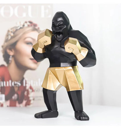 Sculpture King Kong boxeur en résine 24cm