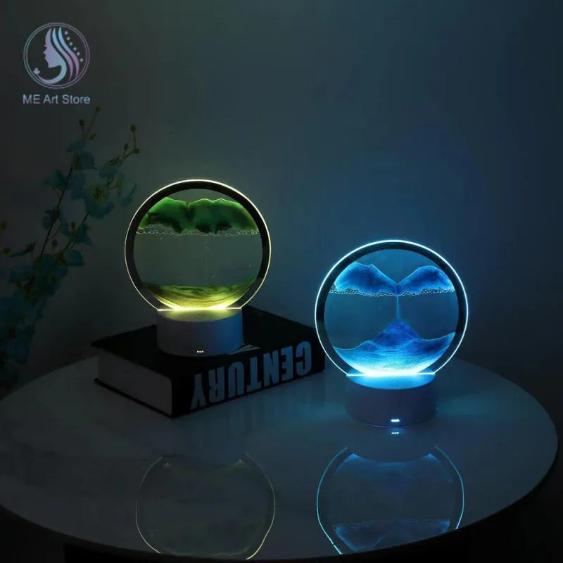 Lampe de table d'art de sable mobile de LED