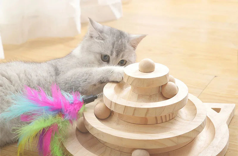 Jouet intelligent en bois massif pour chat