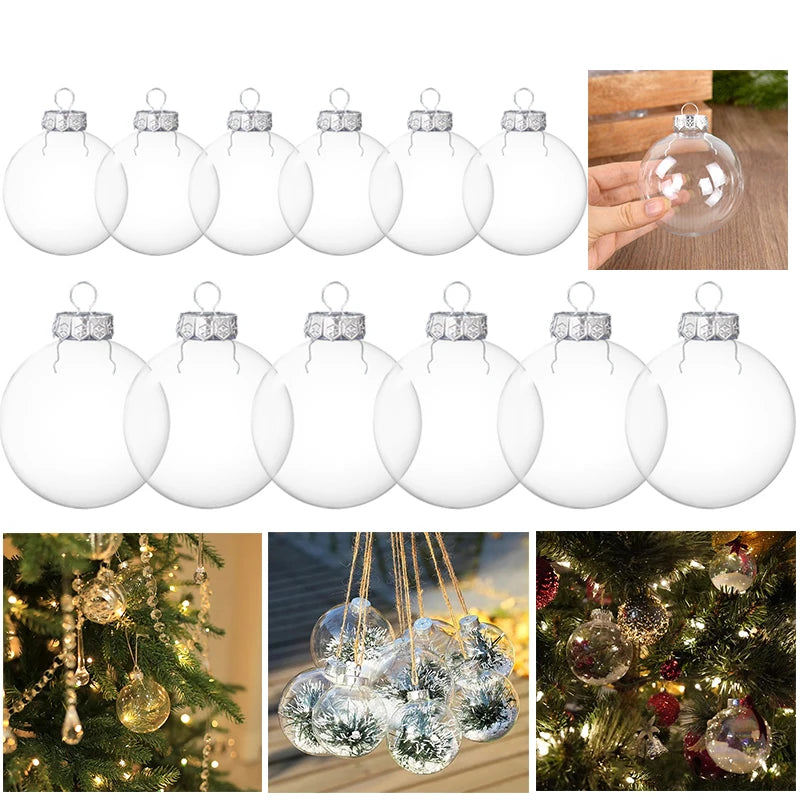 Boule de Noël Transparente à Remplir 6 ou 8 cm  /6 pièces