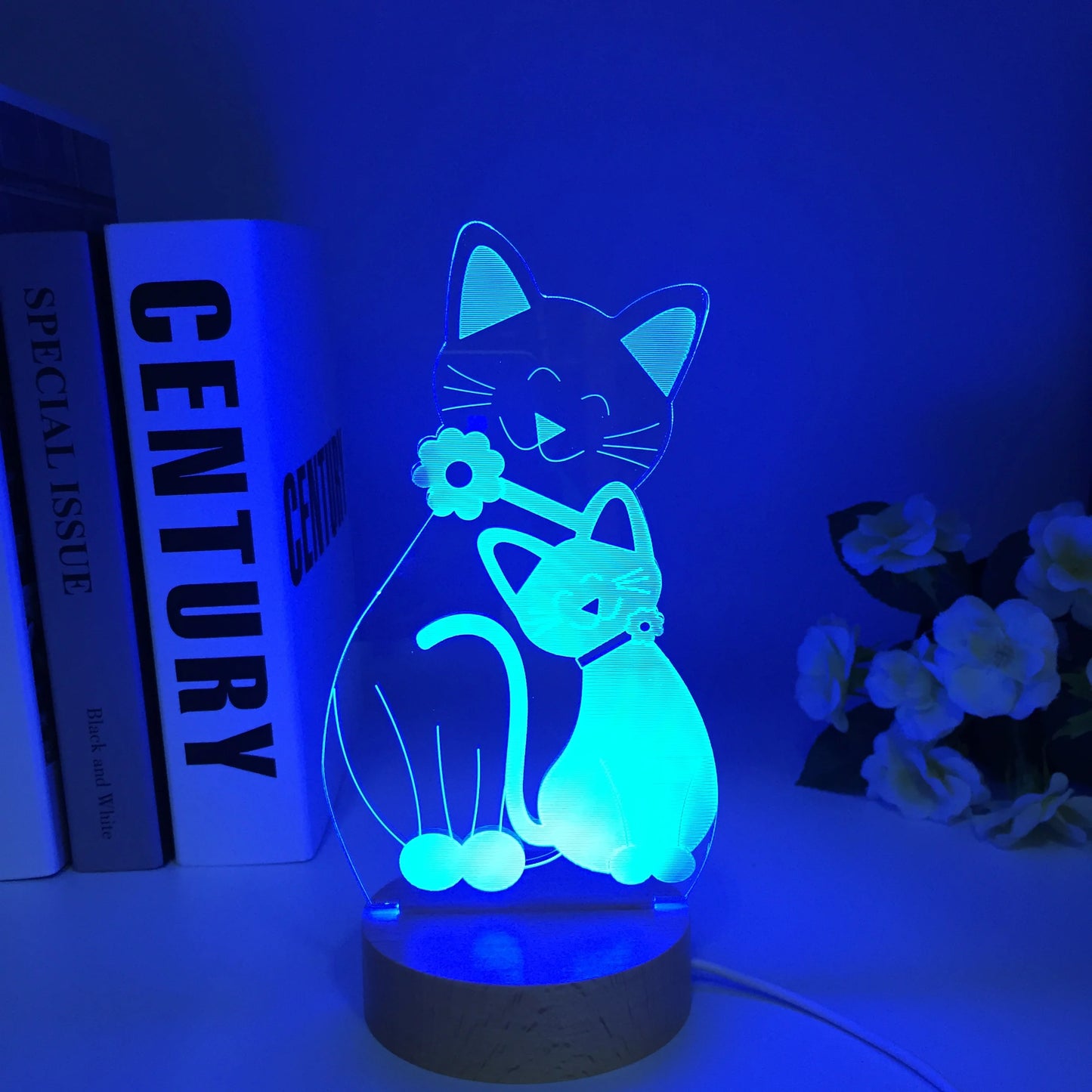 Chat 3D LED 7 couleurs