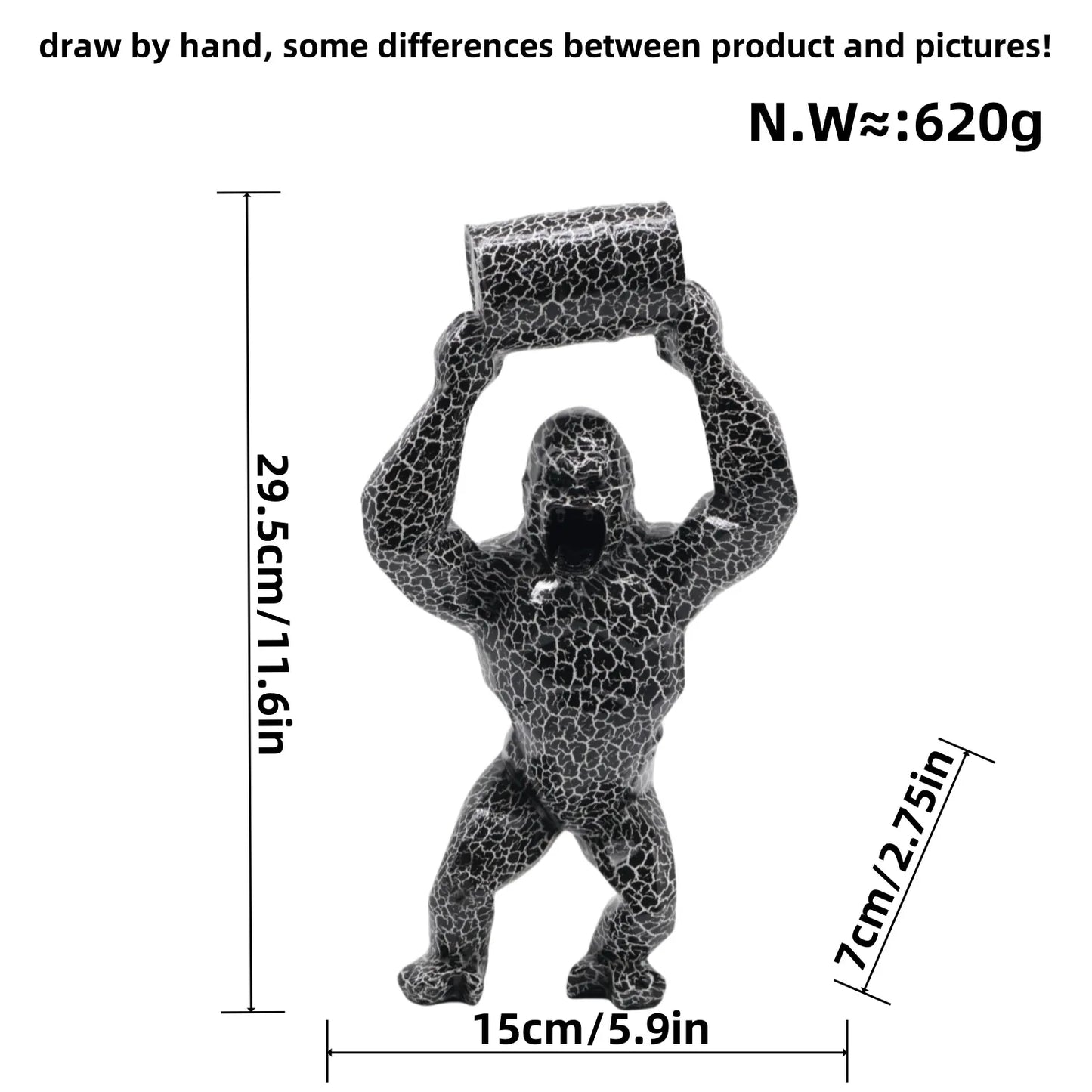 Orang-outan noir/multicouleurs en résine