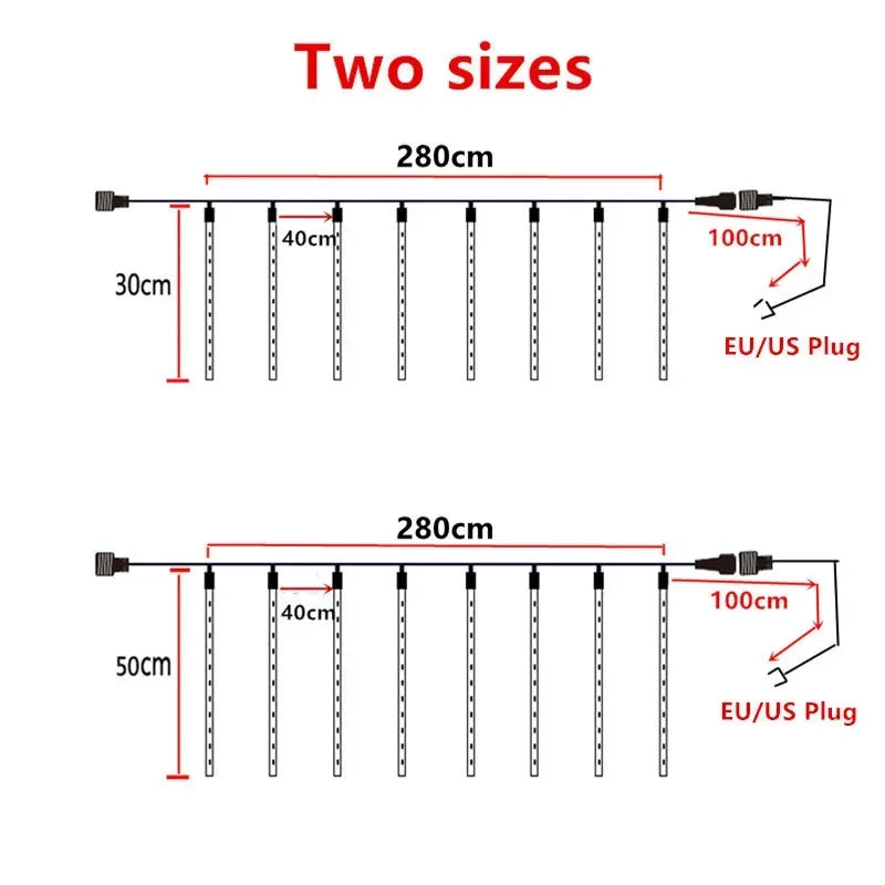 1 paquet de lumières de pluie de météores 8 Tubes