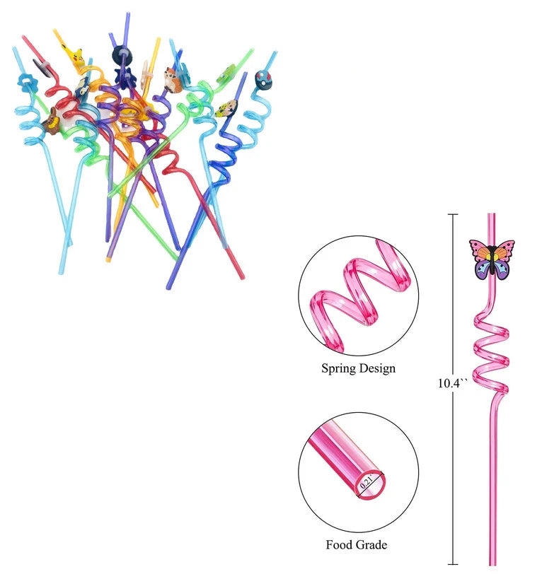 Pailles en plastique décoratives et réutilisables - Pokémon