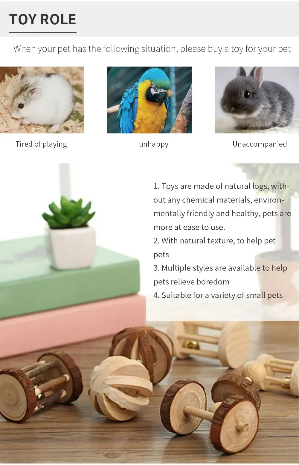 Jouets en bois pour petits animaux