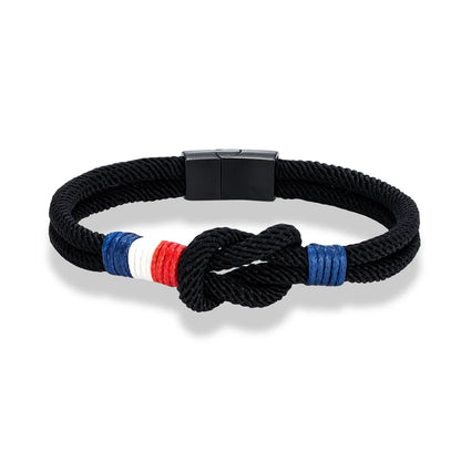 Bracelet - corde à nœuds en acier inoxydable, fermeture magnétique