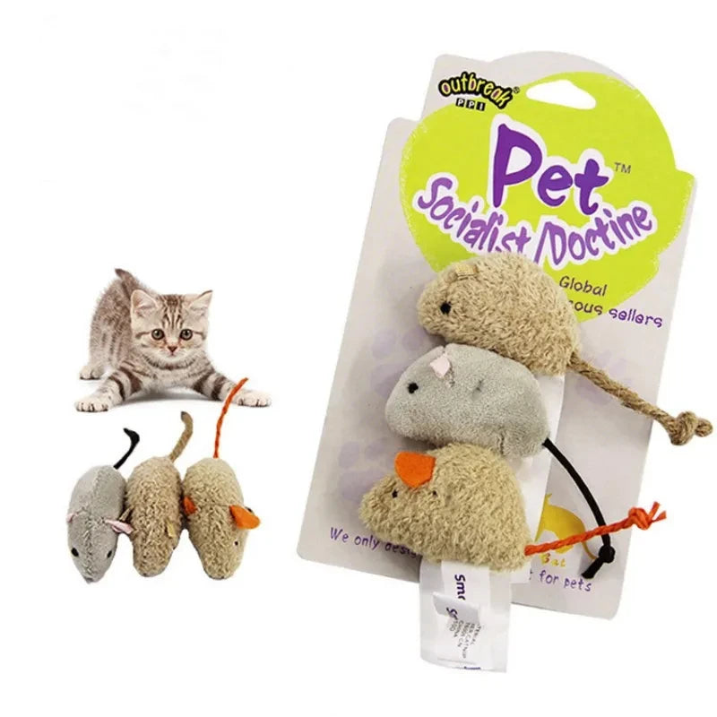 Souris en peluche pour chat - 3pcs