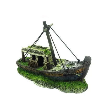 Bateau de décoration pour aquarium 10x6x12.5cm