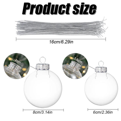 Boule de Noël Transparente à Remplir 6 ou 8 cm  /6 pièces