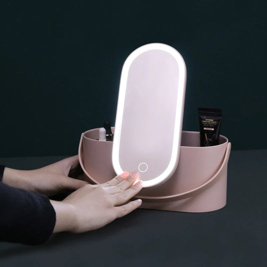 Boîte de Rangement de Maquillage avec Miroir Lumineux LED