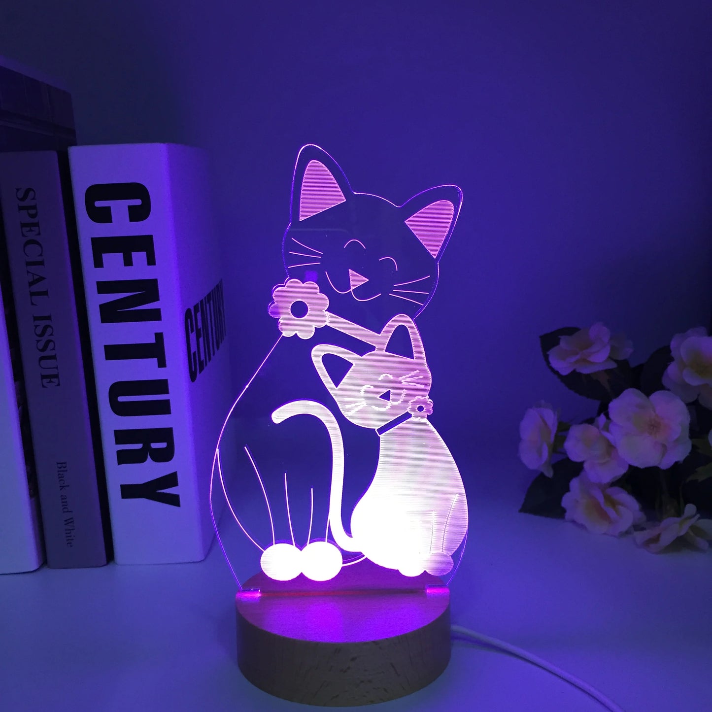 Chat 3D LED 7 couleurs