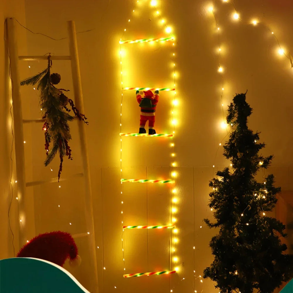 Lumières d'échelle de Noël à LED de 150 cm avec Père Noël grimpant