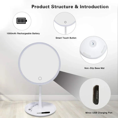 Miroir de maquillage avec LED rechargeable