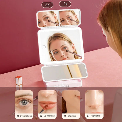 Miroir de maquillage avec LED rechargeable