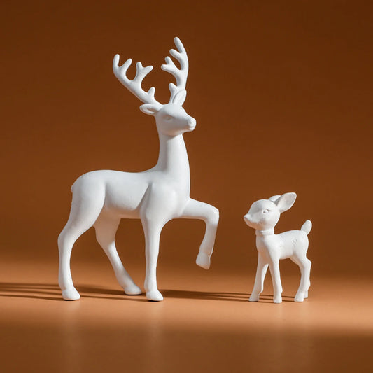 Sculptures cerf mère et fils en résine