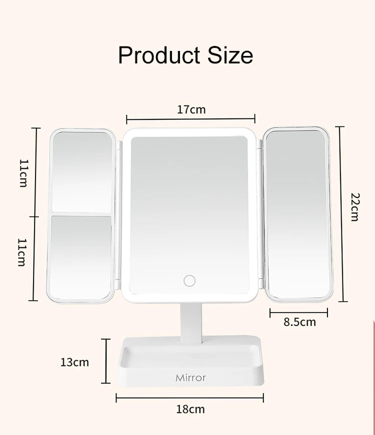 Miroir de maquillage avec LED rechargeable