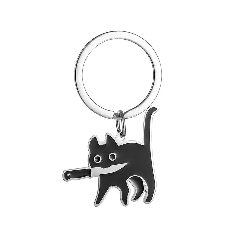 Porte-clés - chat avec couteau