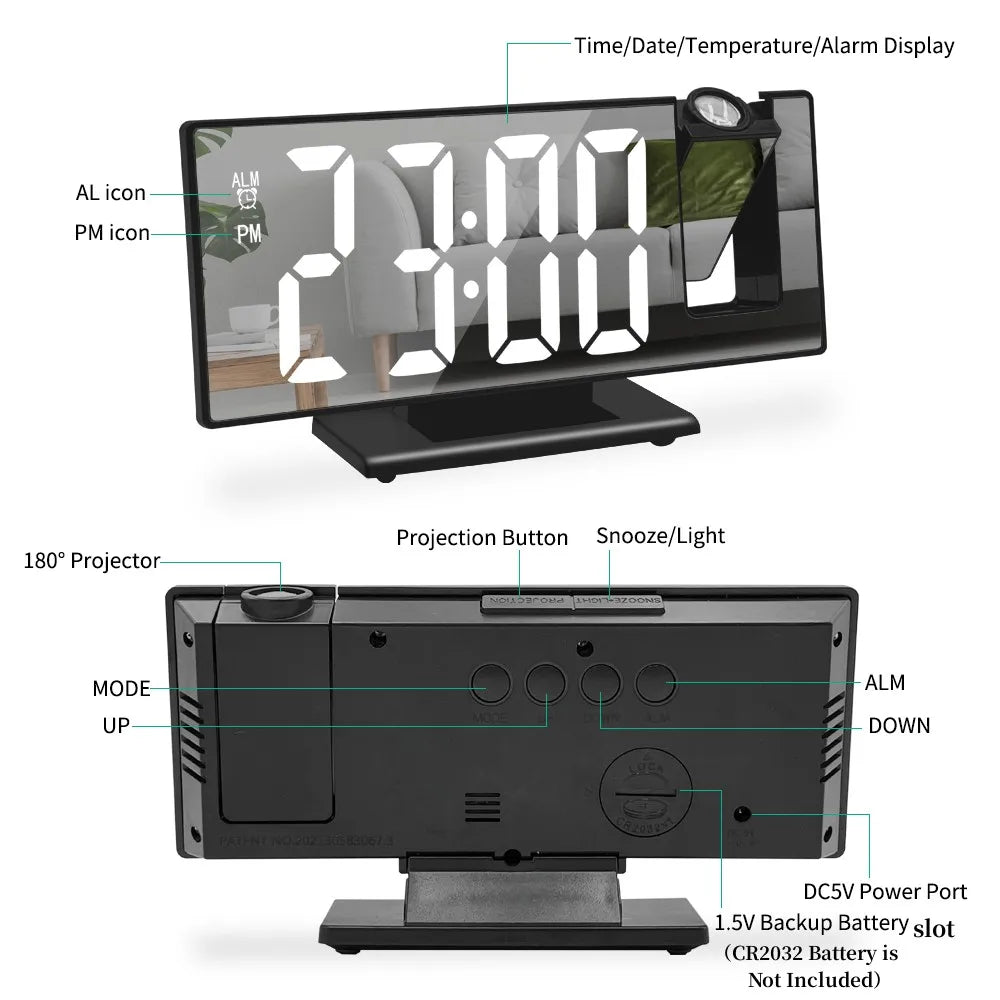 Réveil avec projection de l'heure multifonctionnel