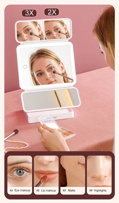 Miroir de maquillage avec LED rechargeable