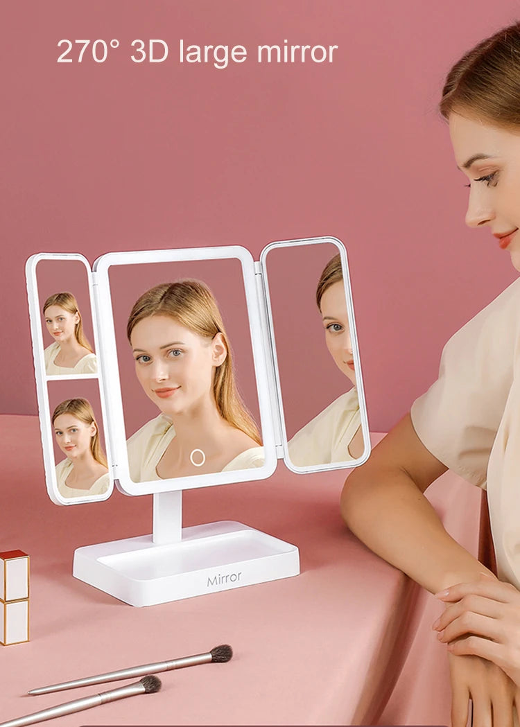 Miroir de maquillage avec LED rechargeable